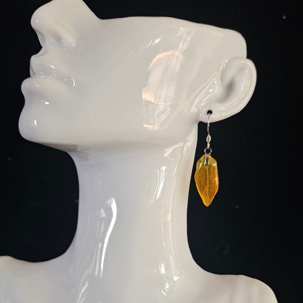Apollo Blue & Gold Macaw Feather Earrings | Handmade Parrot Feather Jewellery | MF-ER-1009