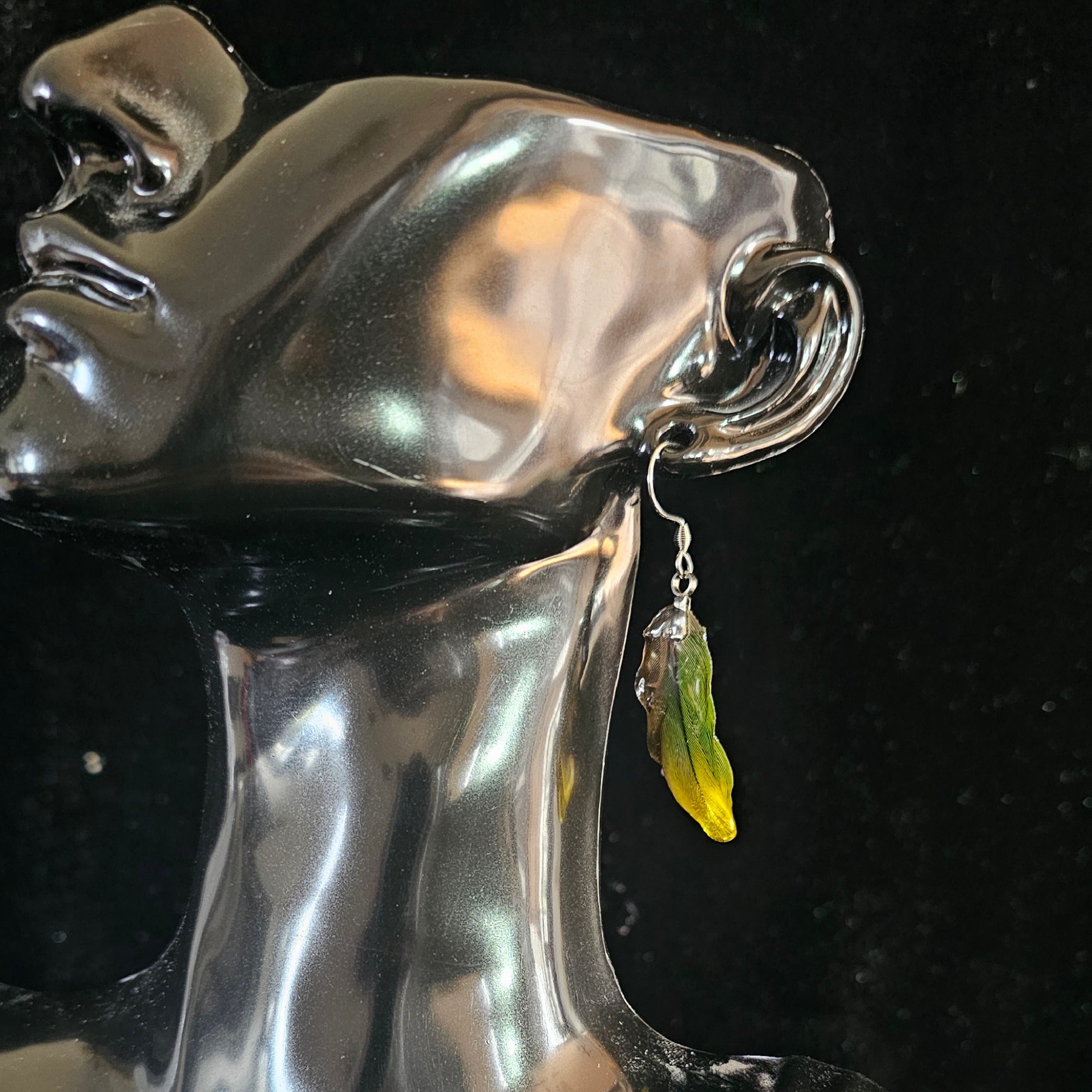 Daisy Duke Jenday Conure Feather Earrings | Handmade Parrot Feather Jewellery | MF-ER-1008