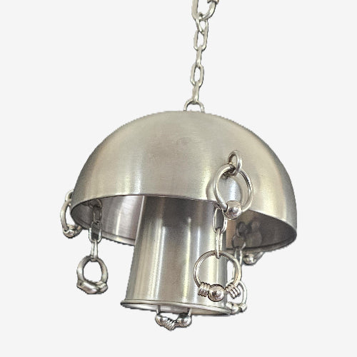 A bird safe welded stainless steel bell chain with a dome-shaped top