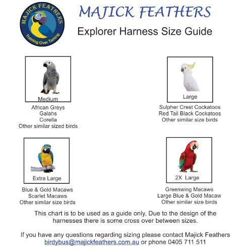 Majick Feathers Harness Size Guide