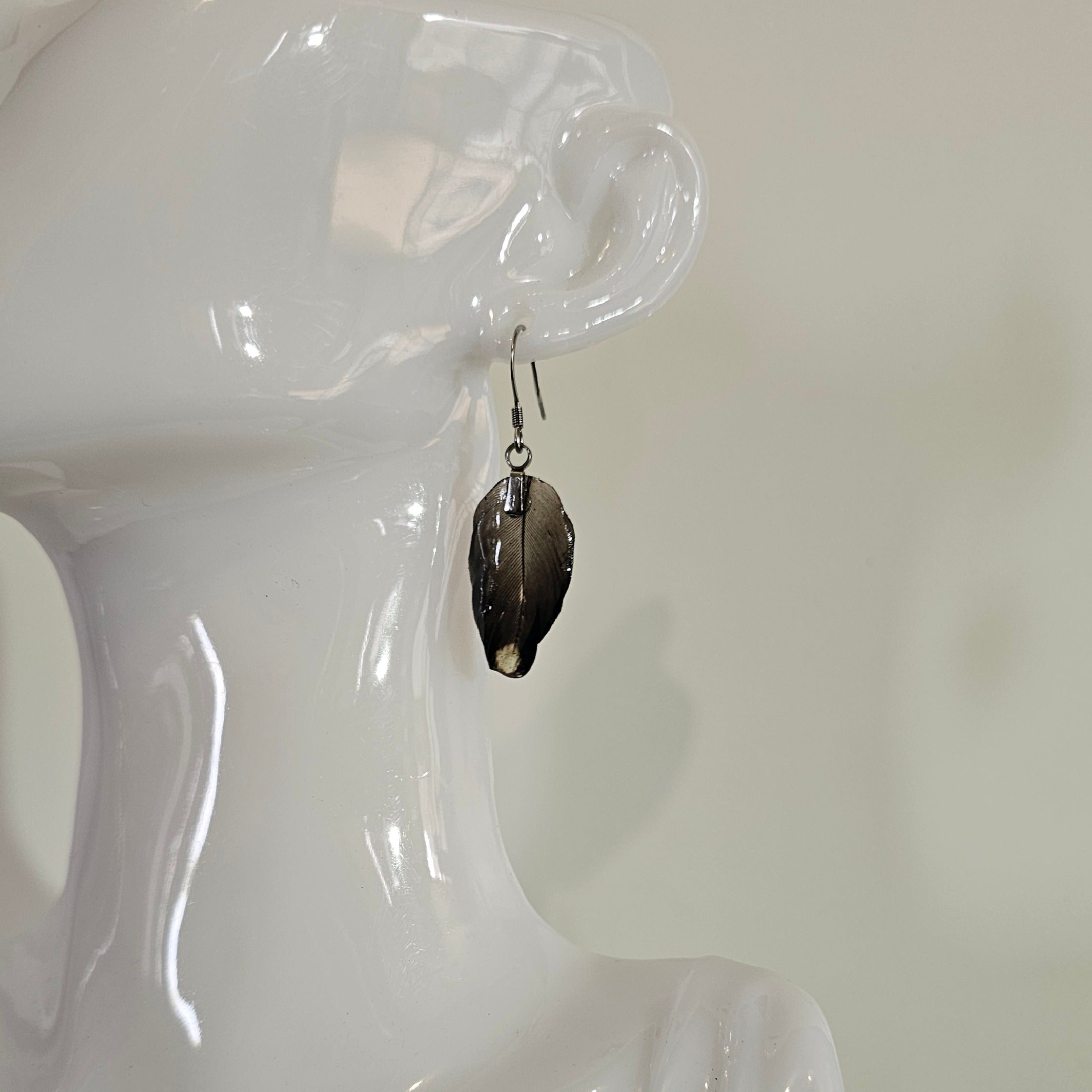 Horus Red Tail Black Cockatoo Feather Earrings | Handmade Parrot Feather Jewellery | MF-ER-1002