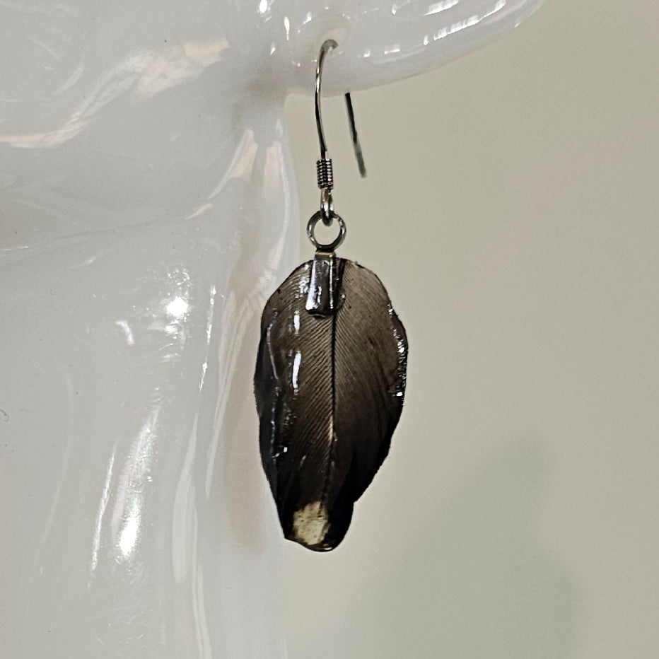 Horus Red Tail Black Cockatoo Feather Earrings | Handmade Parrot Feather Jewellery | MF-ER-1002