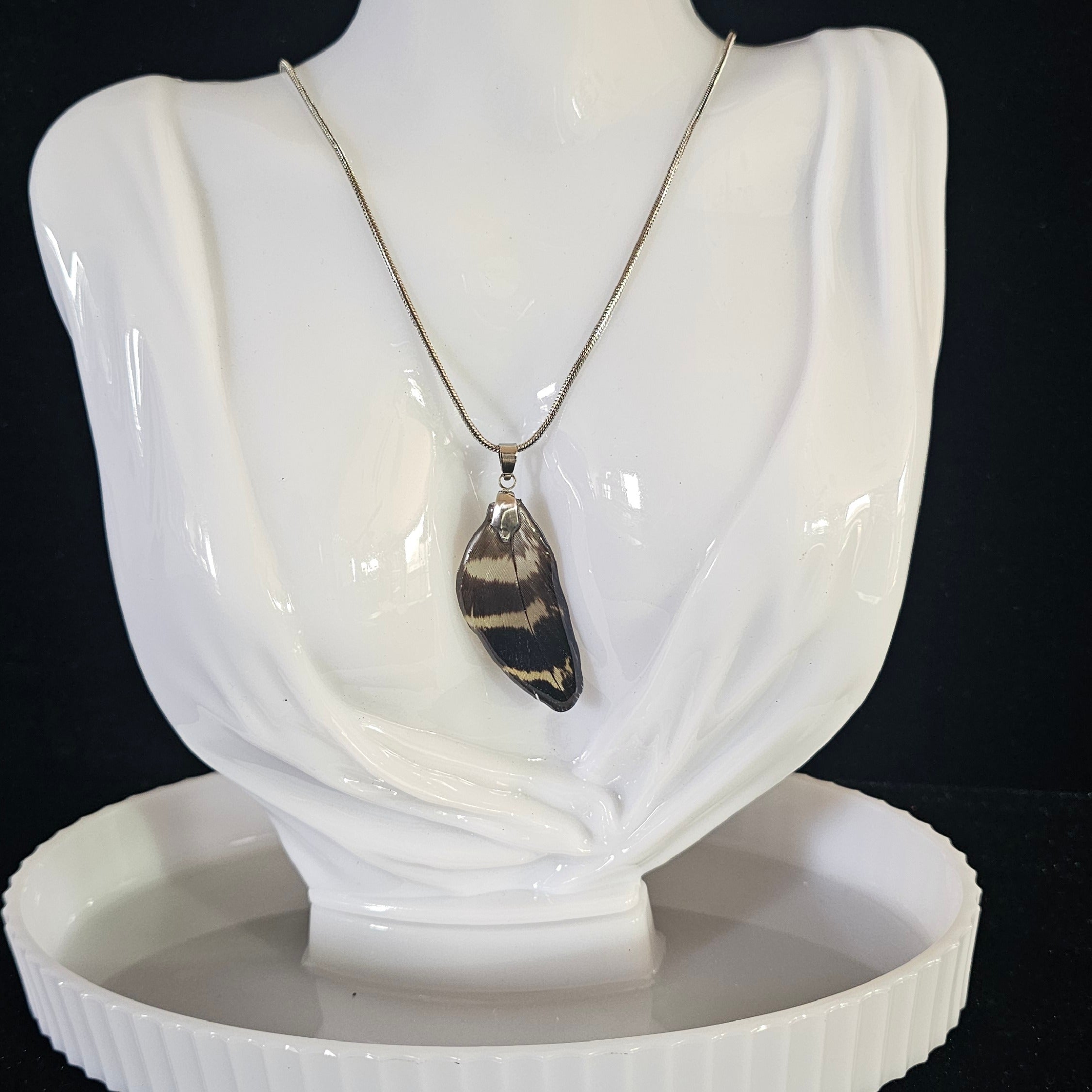 Horus Red-Tail Black Cockatoo Feather Pendant | Handmade Jewellery | MF-PEN-1001