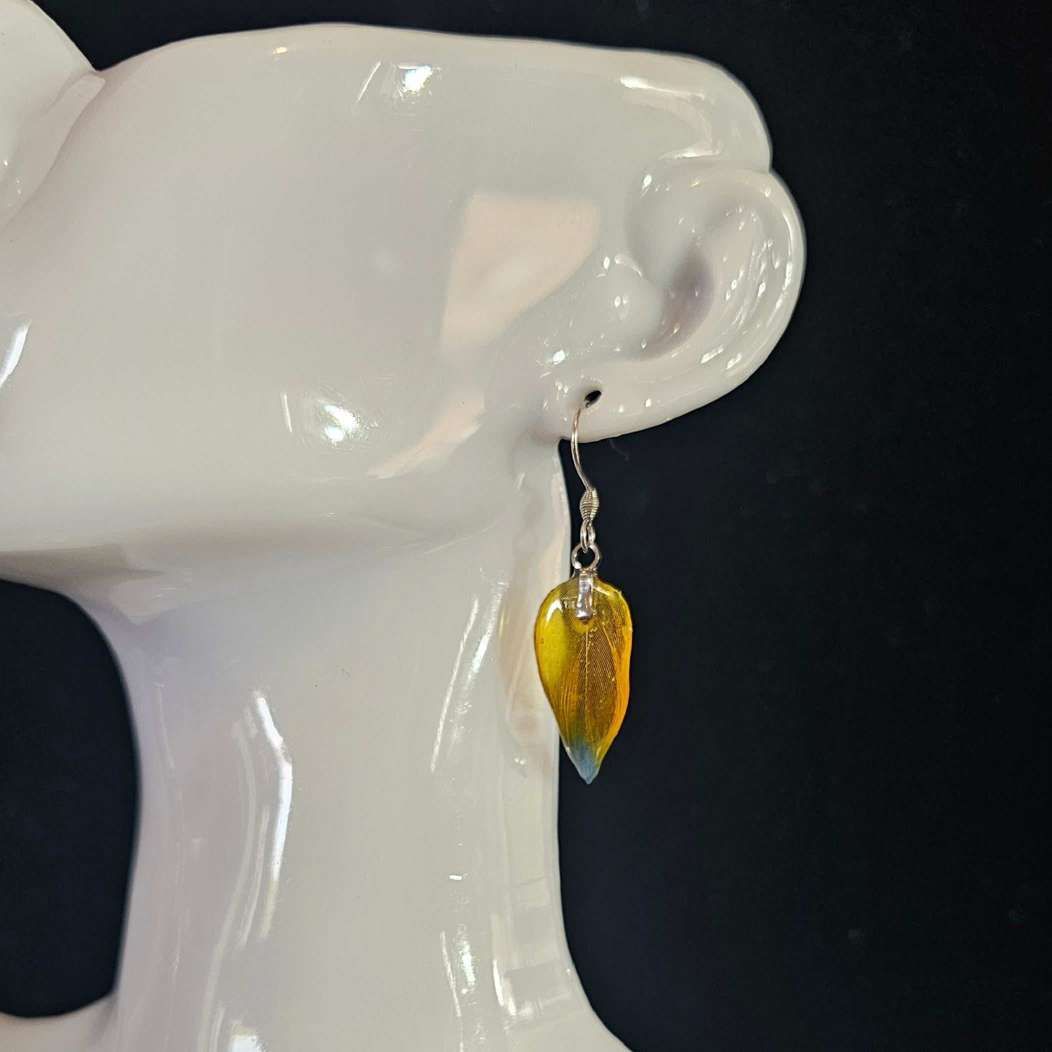 Luna Scarlet Macaw Feather Earrings | Handmade Parrot Feather Jewellery | MF-ER-1003