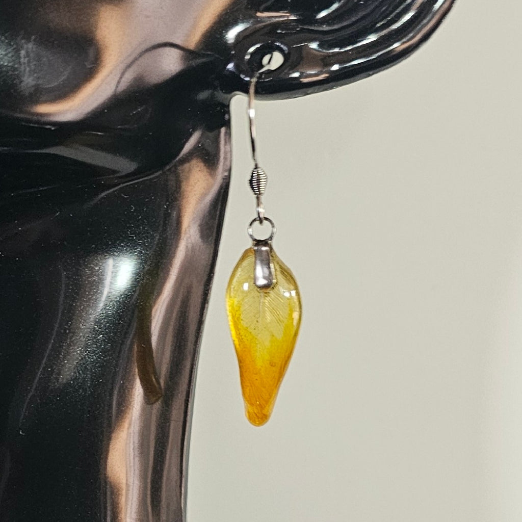Luna Scarlet Macaw Feather Earrings | Handmade Parrot Feather Jewellery | MF-ER-1006