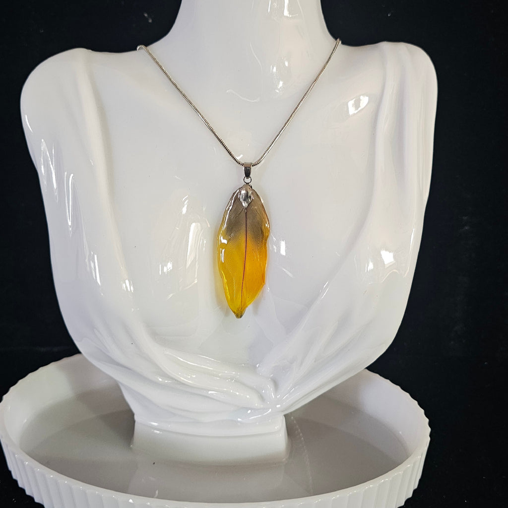 Luna Scarlet Macaw Feather Pendant | Handmade Jewellery | MF-PEN-1002