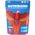 Nutriblend parrot food package with a red parrot on the label