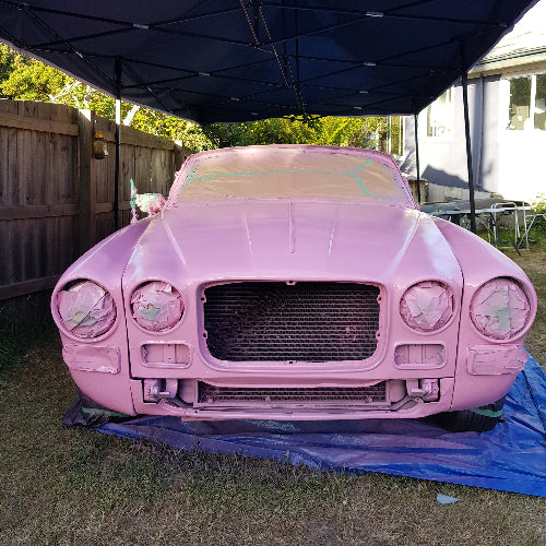 Front end photo of the "Pink Panther" TasBash Car