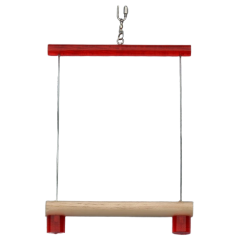 PLEGO Swing bird safe toy hanging frame with a Red top bar and stopper