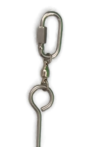 Bird Safe Stainless Steel quicklink and swivel for the Majick Feathers PLEGO Stick