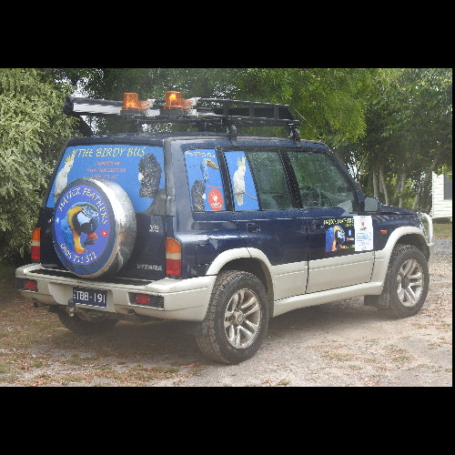 The Suzuki "Birdy Bus" TasBash car from the back