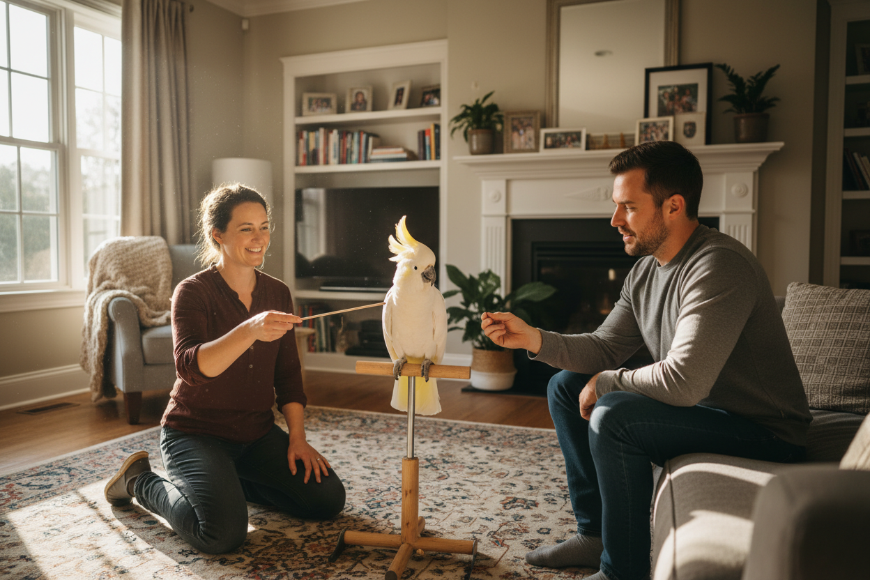 In-home consultation with sulphur-crested cockatoo